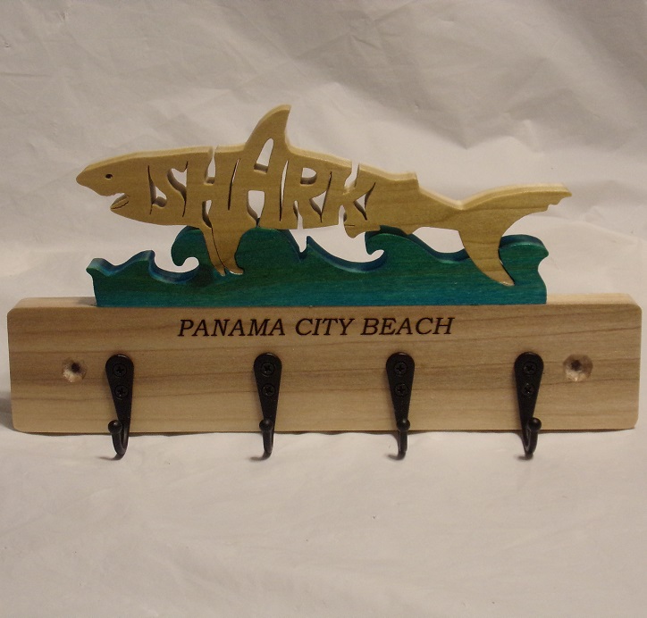 Engraved Shark Wood Wall Hangers For Sale