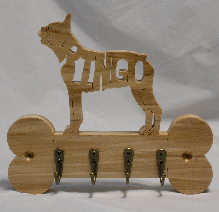 Custom Name Boston Terrier Wood Key Holder For Sale
