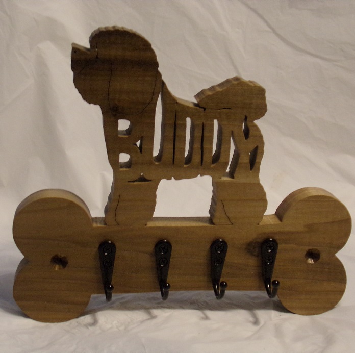 Custom Name Bichon Wood Key Holder For Sale