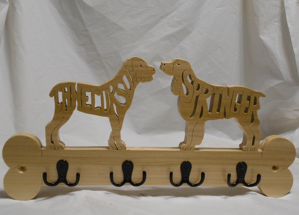 Custom Engraved Wood Cane Corso/Springer dog Wall Hangers For Sale