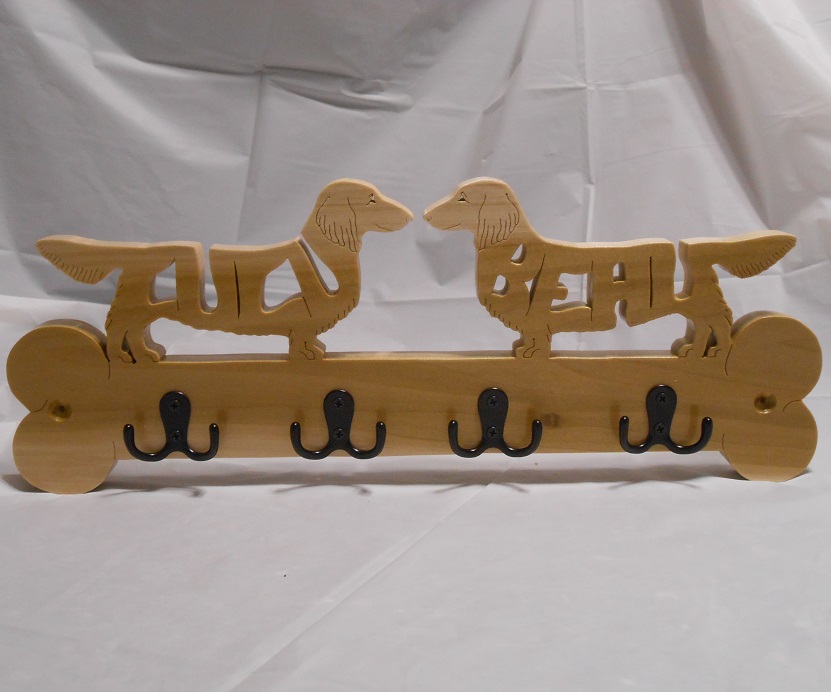 Custom Double Long Hair Dachshund Wood Wall Hangers For Sale