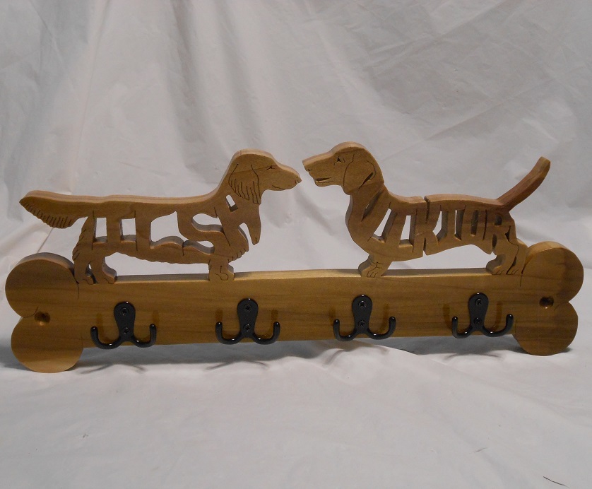 Custom Double Dachshund Wood Wall Hangers For Sale