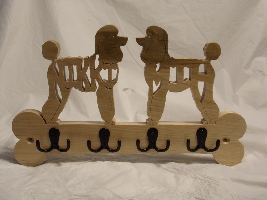 Custom Name Poodle Wood Wall Hangers For Sale