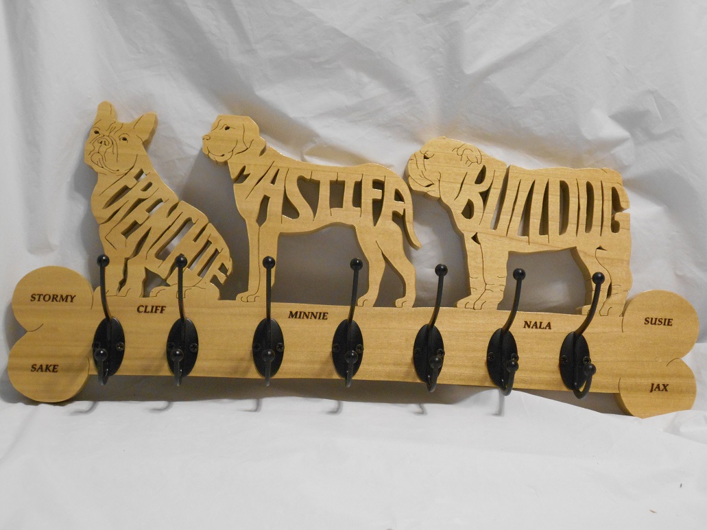 Custom Engraved Wood Triple dog Wall Hangers For Sale
