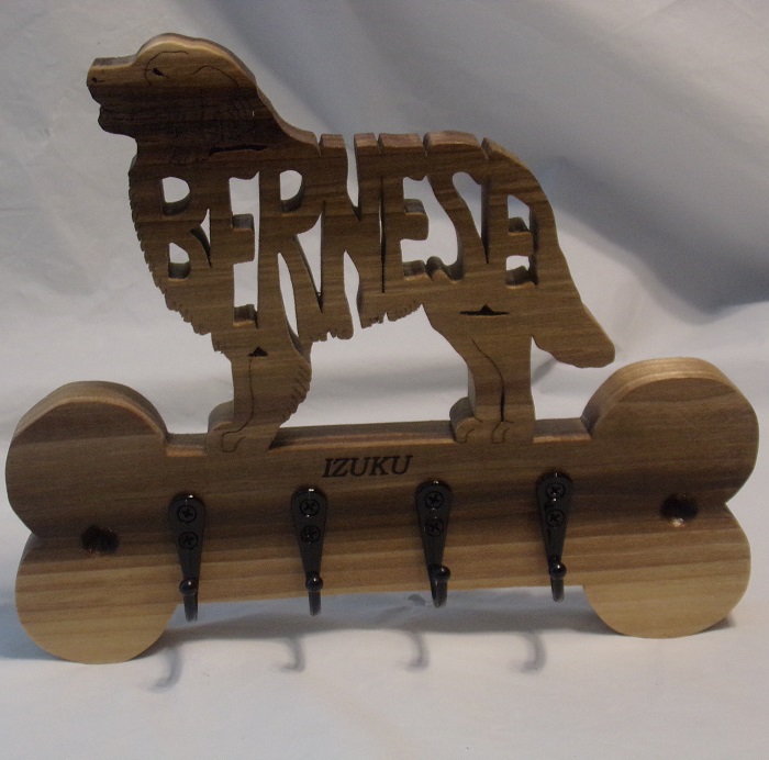Custom Name Bernese Wood Key Holder For Sale