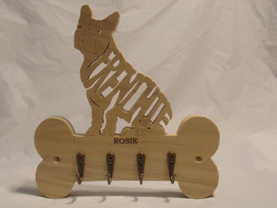 Custom Engraved Frenchie (French Bulldog) Wood Wall Hangers For Sale
