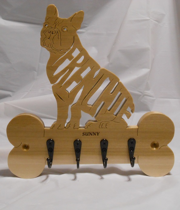 Custom Engraved Frenchie (French Bulldog) Wood Wall Hangers For Sale