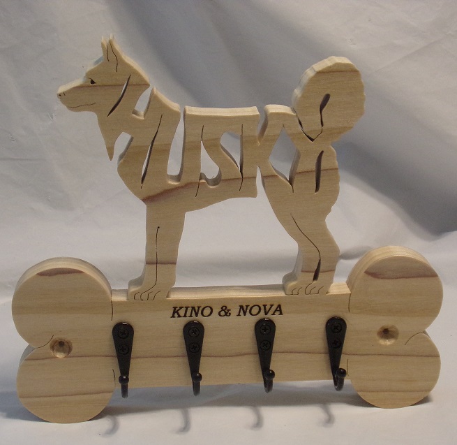 Custom Name Engraved Husky dog breed Wood Wall Hangers For Sale