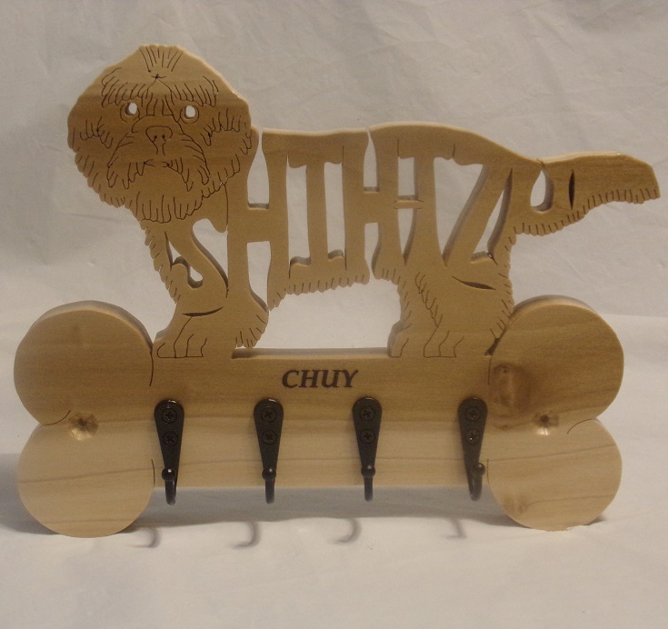 Custom Name Engraved Shih tzu dog breed Wood Wall Hangers For Sale