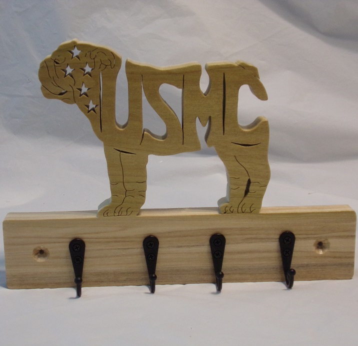 Wood US Marines Mascot key holder For Sale